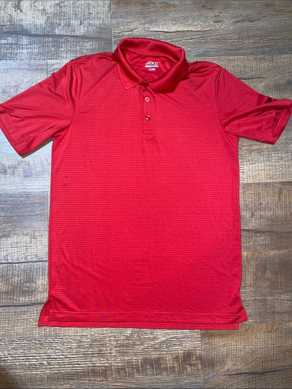 BCG Golf Red Striped Men's Polo Shirt Small Short Sleeve Collared Button